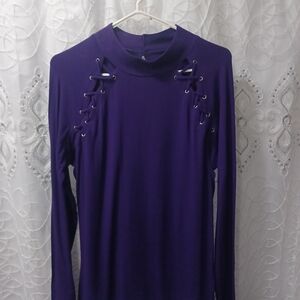 Elegant Purple Lace-Up Women's Top